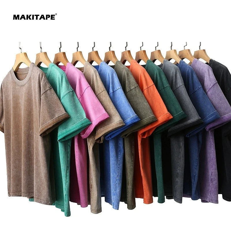 CL270T 100% Cotton Vintage T-shirts Hot Customized Printing Plus Size Old Washing Effect Wholesale Oversized Edge Grading