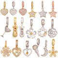 Fashion Heart Flower Star Moon Cup Voice Tube 18K Gold CharmBracelet Earring Attachment Jewelry Components Findings Supply Q13