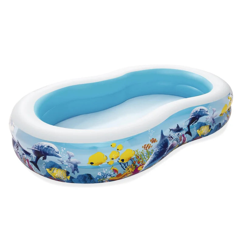 Bestway 54118 Fish 'n Friends Inflatable Family Pool  2 Equal Rings Swimming Pool 2.62 m X 1.57 m X 46 cm