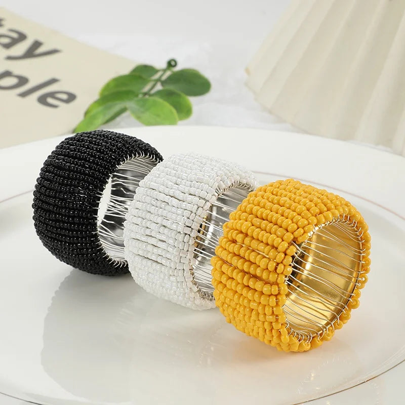 New Creative Rice Bead Napkins Ring Hotel Restaurant Desktop Display Platform Niche Design Wholesale