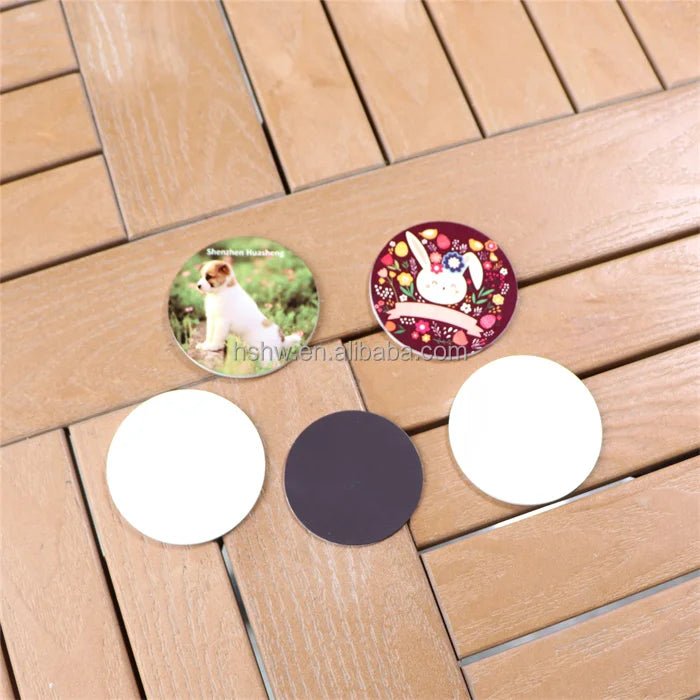 MDFSUB 2mm Round Shape Sublimation Magnet Blanks Photo Printable Eco-friendly Plastic Blank Sublimation Fridge Magnet