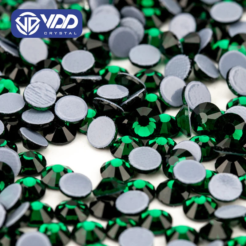 VDD 022 Emerald High Quality Hot-Fix Glass Rhinestone Crystal Flatback Strass Stones for DIY Garment Decoration Wedding Dress