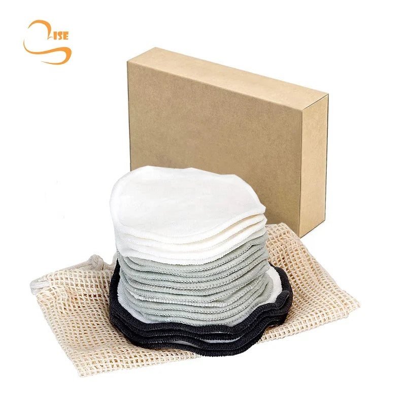 Chemical Free 3.15" Round  Reusable Bamboo Terry Cosmetic Pads All Skin Soft Face Make up Remover Cloth
