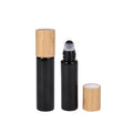 New Design High Quality Shiny Matt Black 10ml Black Jade Roller Ball Glass Roll on Bottle With Bamboo Lid for Perfume Oil