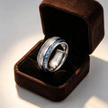 Blue Carbon Fiber Tungsten Meteorite Ring Men Rings Tungsten Fashion Bands Rings Tungsten Wedding Ring Jewelry for Women Men MegaBDM