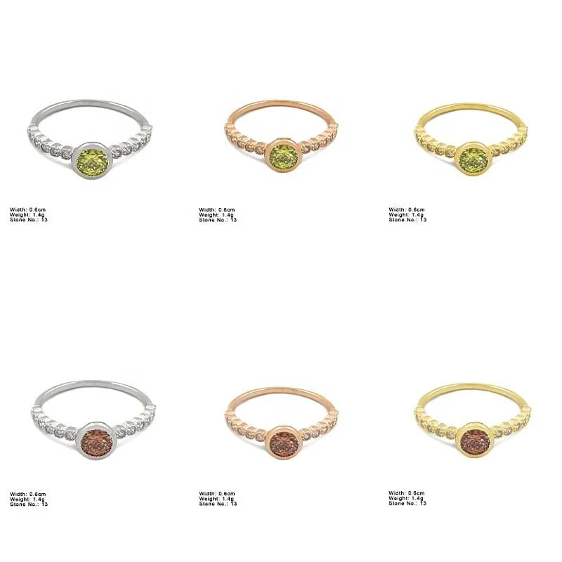 Wholesale Engagement Ring Silver Rings Color Cubic Zirconia  Jewelry for Women