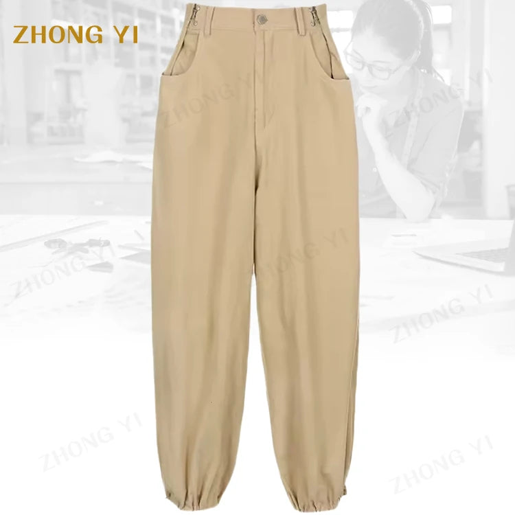 Custom Women High Waist Trousers Office Temperament Fashion Korean Version All Match Elegant Ladies Wide Leg Casual Long Pants