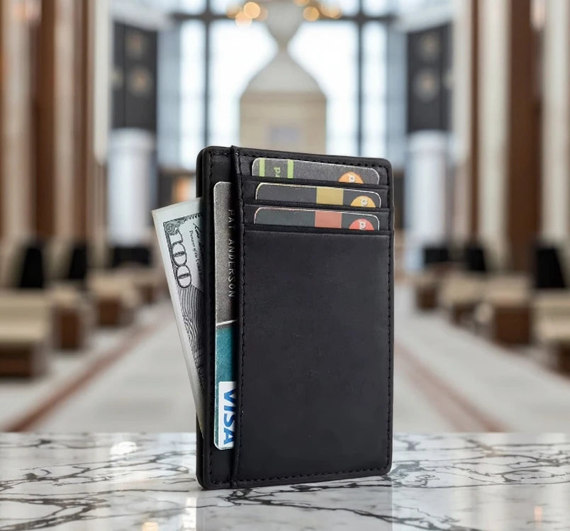 High-Quality Leather Men's Card Holder Wallet Portable In-Stock Wholesale