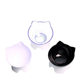 Single Bowl Non-slip Oblique Mouth Neck Guard Transparent Pet Bowl High Foot Base