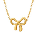 Fashion Pendant Necklace Women's Waterproof Collarbone Chain Jewelry 18k Stainless Steel Bow Pendant Necklace