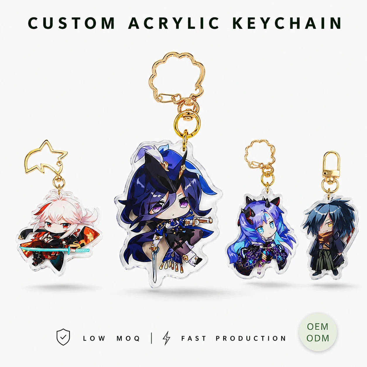 CNAWO Wholesale Custom UV Printed Digital Photo Anime Acrylic Keychain Double-Sided Waterproof Light Weight Promotional Gifts