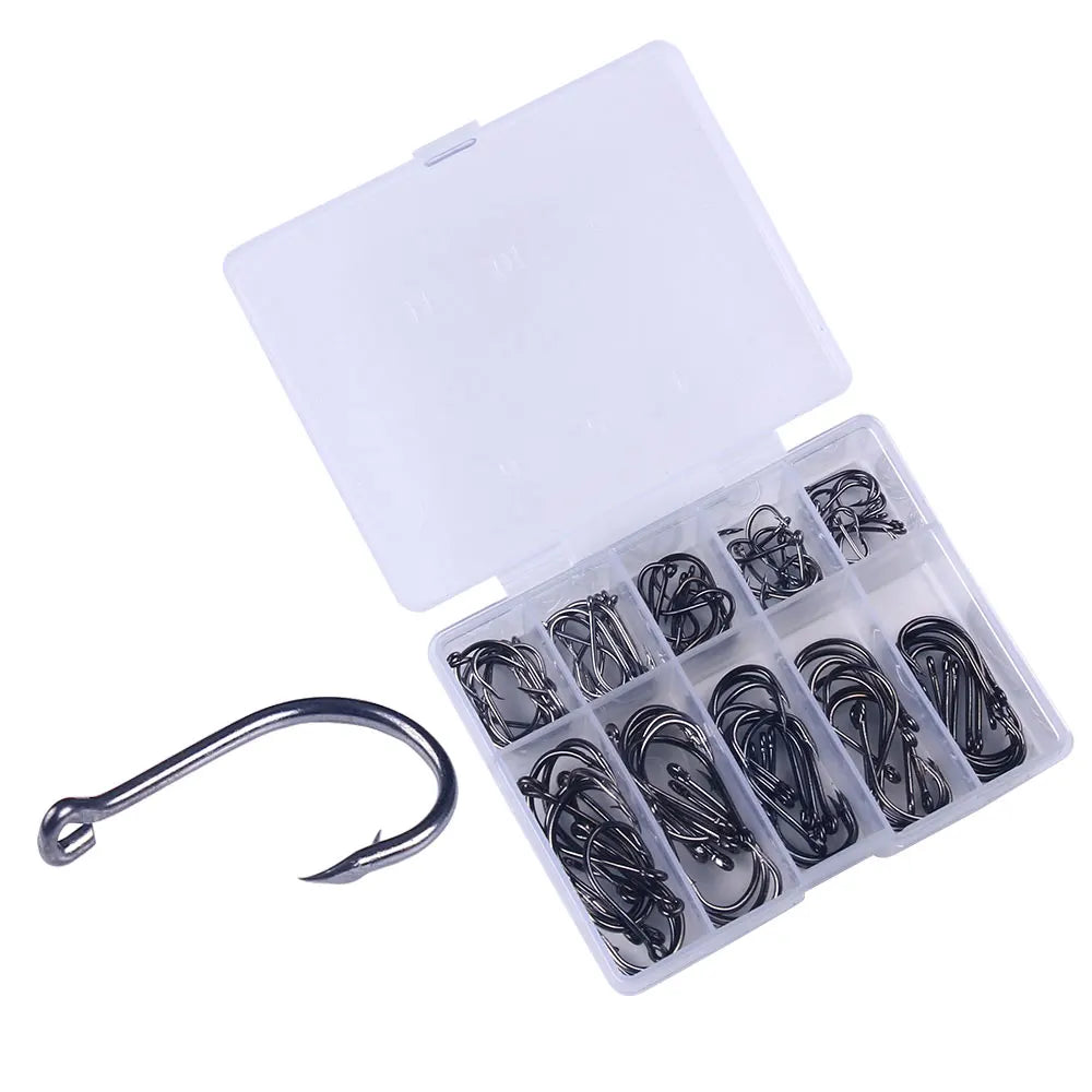 10 Sizes Saltwater High Carbon Steel Live Bait Big Game Sea Fishing Hooks