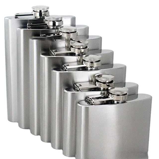 Stainless Steel Custom Logo Metal Hip Flasks 1-10 oz Portable  Whiskey Hip Flask