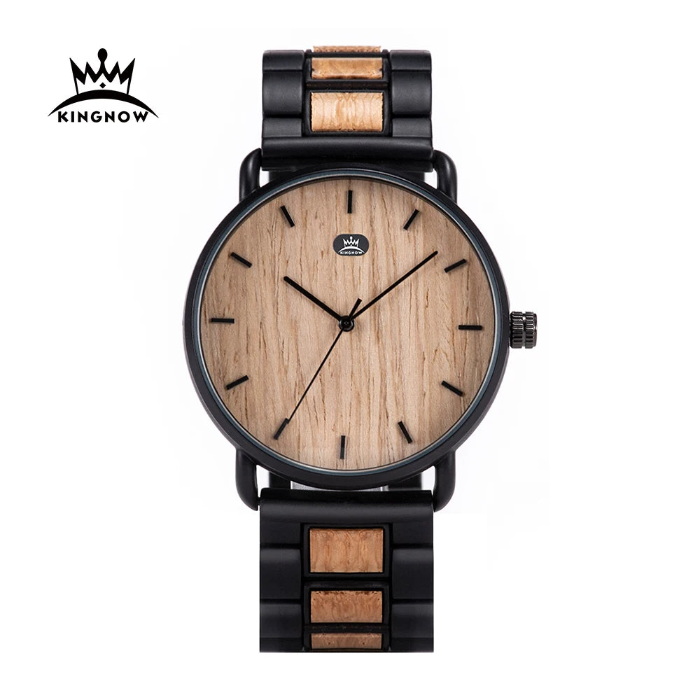 Kingnow Top Brand Wood Man Watches Wrist Watches for Men Luxury Male Relojes Wooden Quartz Wristwatch