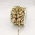 SINRONG Versatile Gold Crystal Water Diamond Sew-on Cup Chain Shape Rhinestones for Shoes Clothing Luggage Bags-Made of Glass