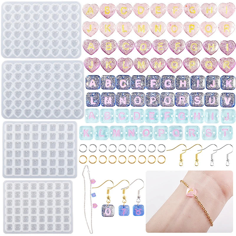 Epoxy Casting Silicone Mold Resin Beads With Hole Letter Alphabet for Bracelets Making Kit DIY Craft Jewelry Bracelet