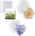 3 PCS Large Silicone Molds Deep Hexagon Heart Square Epoxy Resin Molds Kit Bookends Resin Coaster Molds