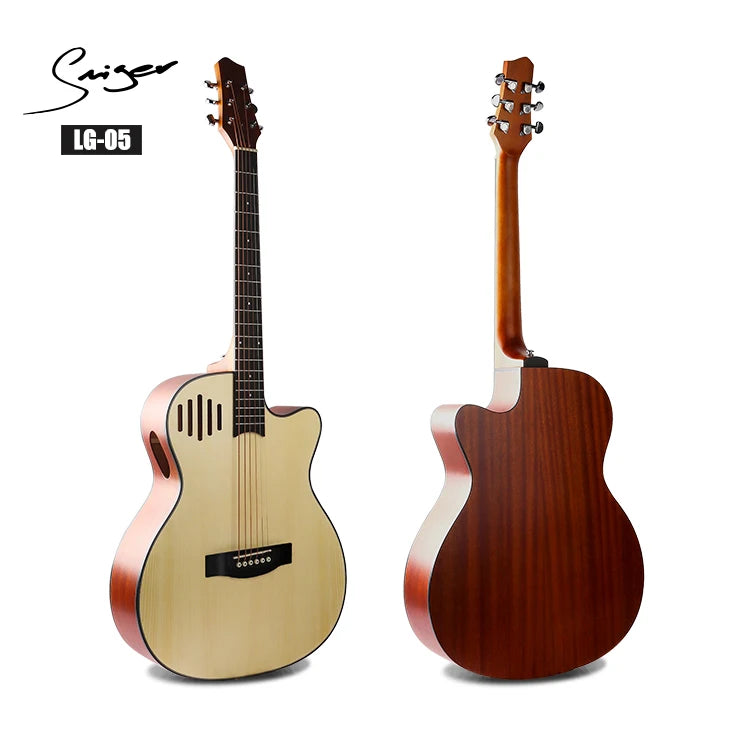2023 New Acoustics Guitars 6 Strings Engraved Grape Sound Hole Design Built-in EQ Pickup Electric Guitar Aucoustic