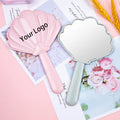 Zonyin Custom Logo Shell Shaped ABS Plastic Cosmetic Mirror Portable Single-Sided Mini Handheld Hand Makeup Mirror for Beauty