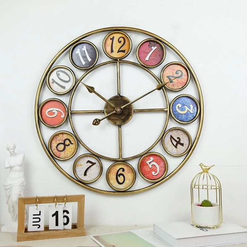 39x39m Retro Style Farmhouse Decor Wooden Frame Cheap Wall Clocks Decorative Round Home Decor Cheap Wall Clock for Living Room