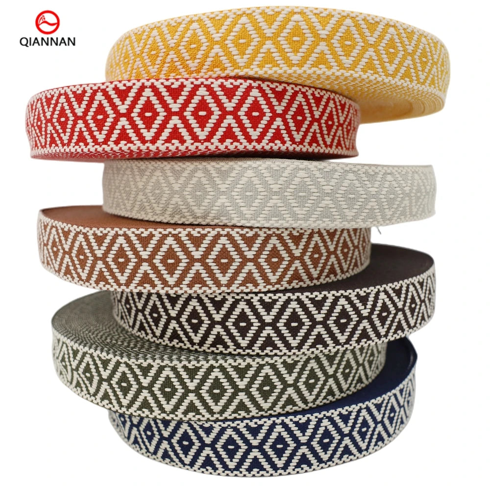 Manufacturer Directly Supplies 38mm Wide High Tenacity Polyester/Cotton National Style Jacquard Webbing for Cases Bags Belts