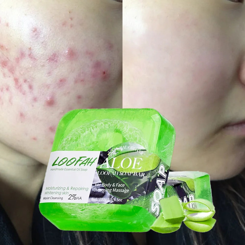 Best-Selling 100g Natural Aloe Vera Extract Whitening Bar Soap Portable Solid Body Bathing Soap for Home Hotel Travel-Spot Goods