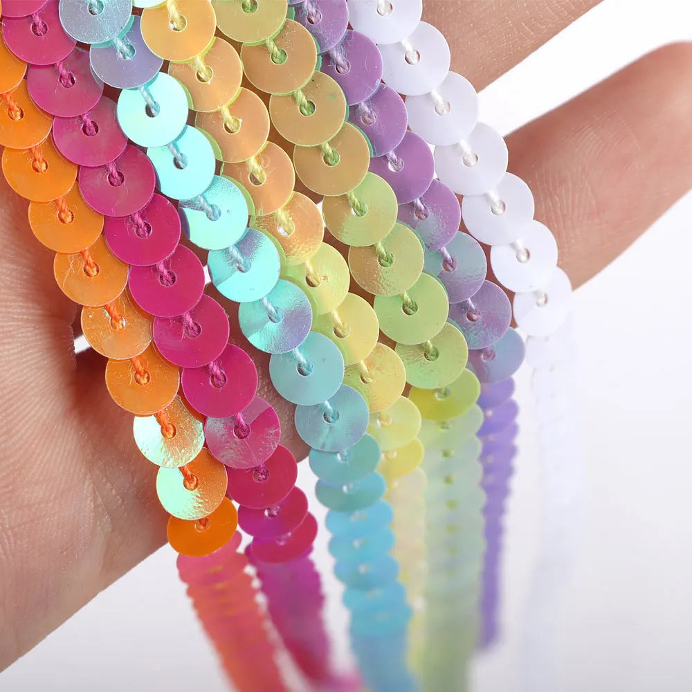 66mm Shiny Equins Trim Chain Round Shape Sequin Trimming String Ribbon Applique for Dress Decoration