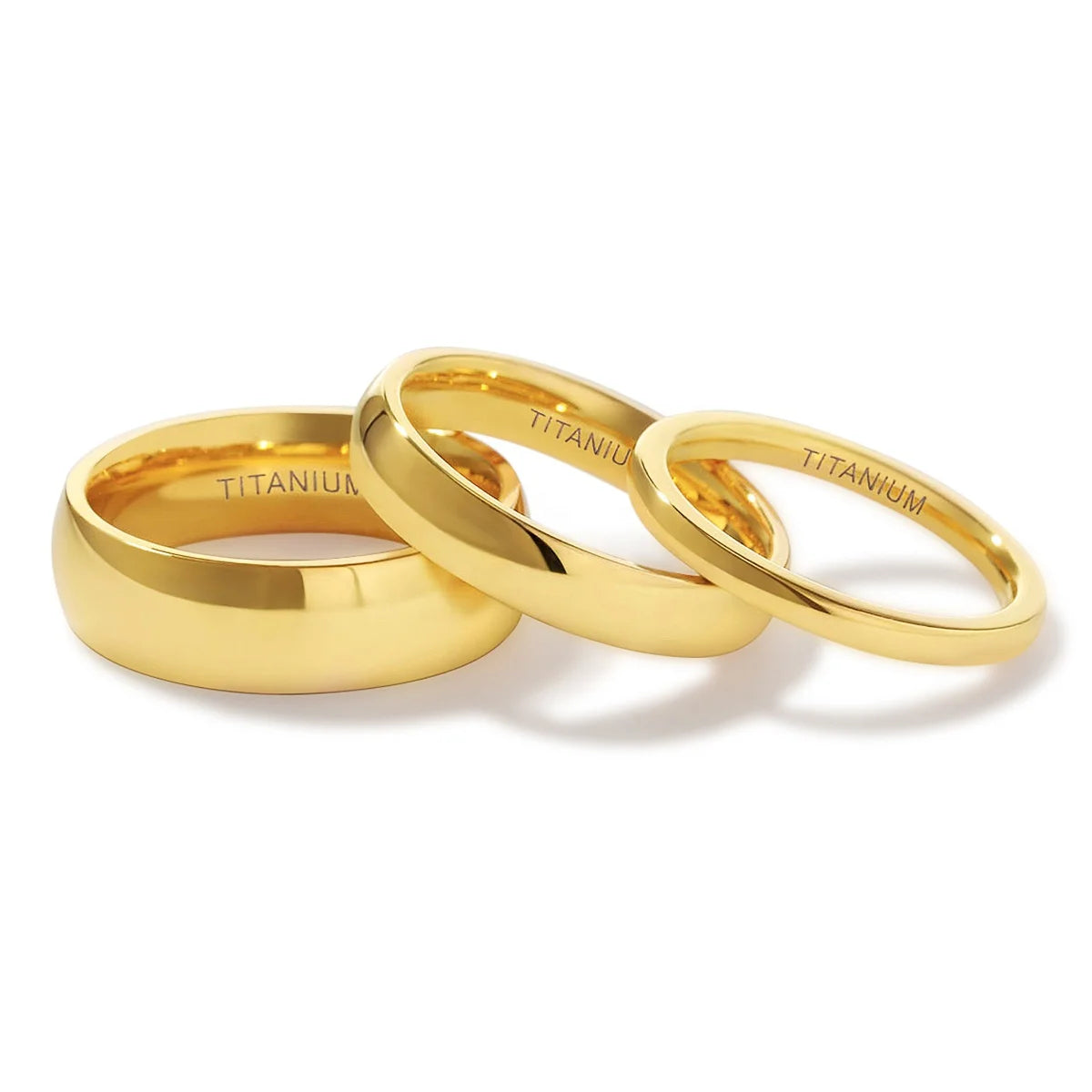 OAHLAN Fashion Classic 2mm 4mm 6mm Gold Plated Titanium Ring Plain Dome High Polished Wedding Band Size 3-13.5