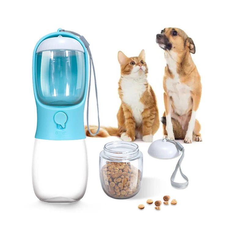 Custom Logo 300ML 550ML Travel Pet Water Bottle and Feeder Bowl 2 in 1 Litter Water Bottles
