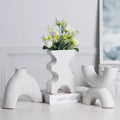 Nordic INS Creative Abstract Geometric Ceramic Vase Dried Flower Arrangement for Home Living Room Tabletop Matt Finish