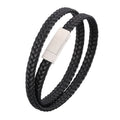 Hot Selling Mens Leather Wrap Bracelet Fashion Double Wrap Braided Leather Bracelet With Stainless Steel Magnetic Clasp