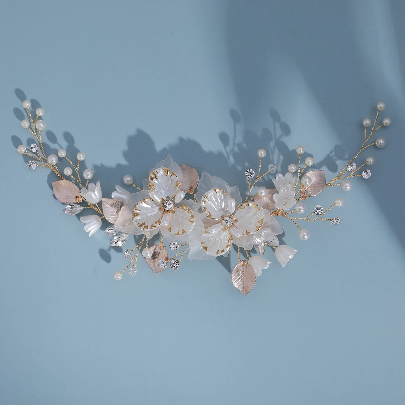Wholesale Girls Resin Flower Wedding Hair Clips  Alloy Leaf  Pearl Decoration Bridal Hair Clips