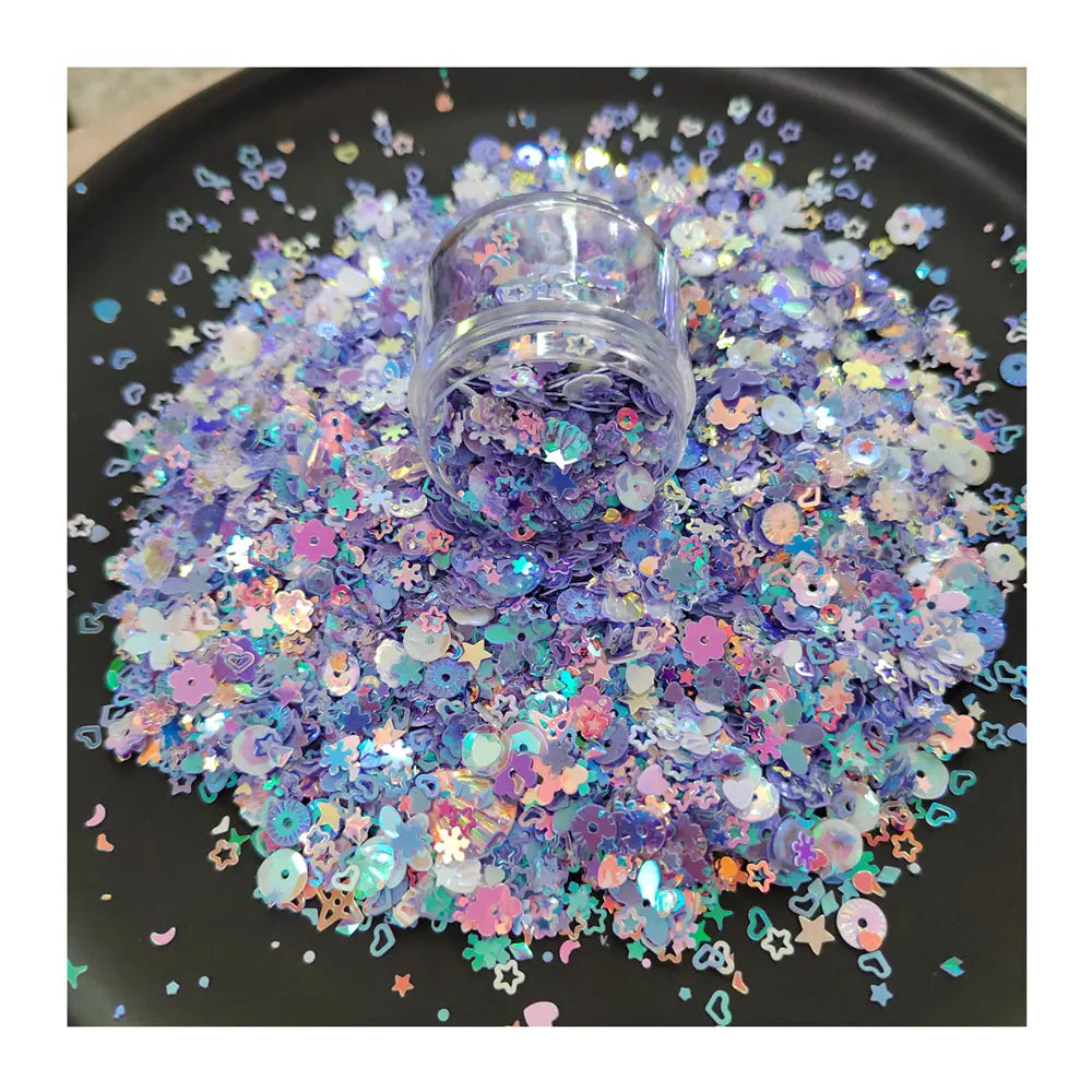 New Kawaii Metallic Sequins Mixed Heart Star Shell Fish Diamond Loose Glitters for Nail Supplier Crafts Valentines Day Confetti