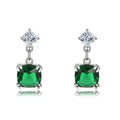New fine 925 sterling silver square shape emerald women fashion hypoallergenic diamond stud earrings