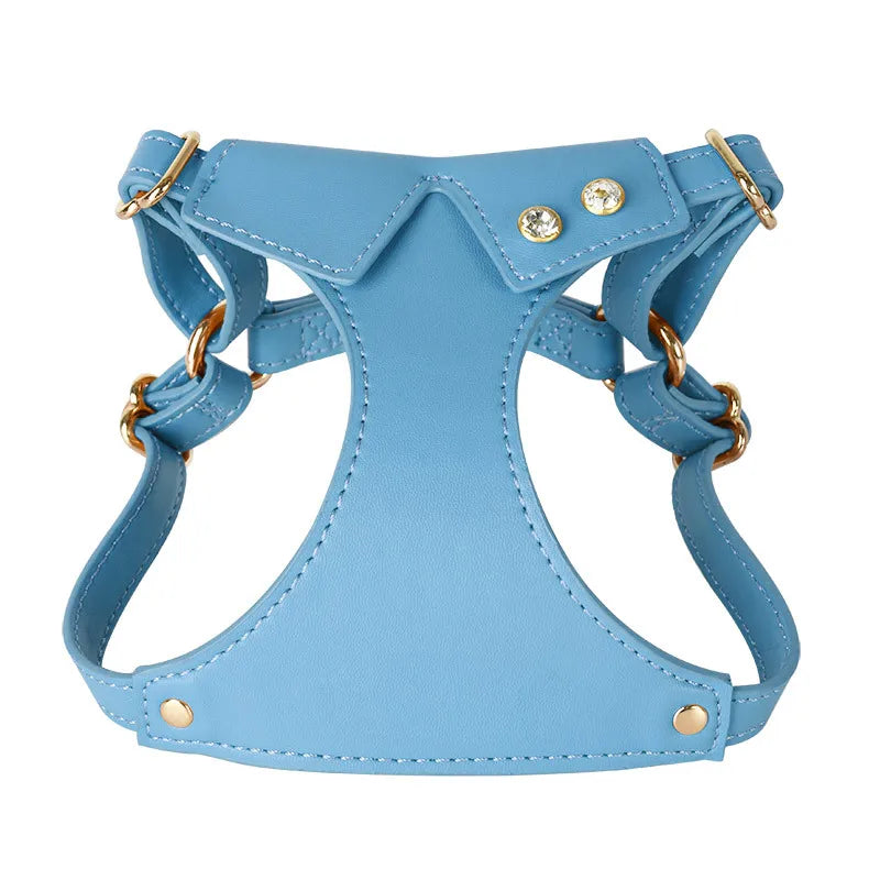 Wholesale Custom Vegan Leather Cat Dog Harness Luxury Classic Design Adjustable Chest Fit Lace Personalized Pet Accessory