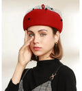 X1581 Adult Women's Wool Fedora Beanie Hats Outdoor Image Style Hand Embroidery