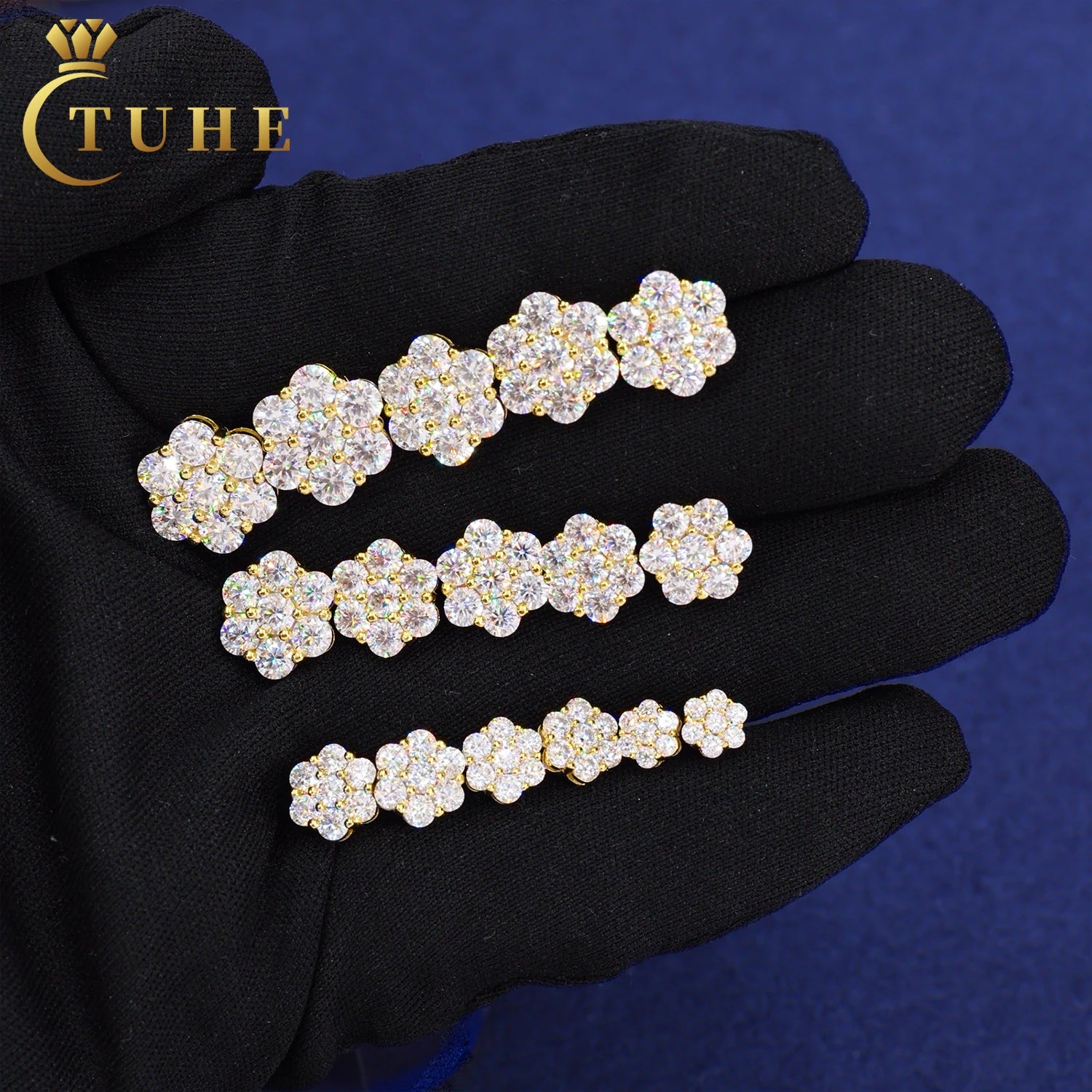 Floral Radiance Diamond Stud Earrings White Gold S925 Lab Moissanite Flower Earrings Fashion Men Women 925 Silver Jewelry Luxury