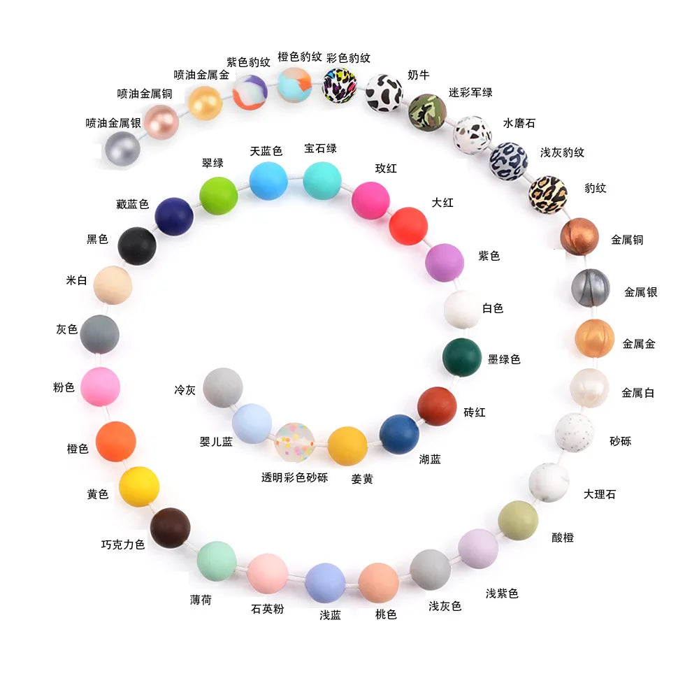 15mm Hot Sale DIY Bpa Free Baby Chewable Teether Toy Silicone Teething Round Bulk Large Beads for Baby