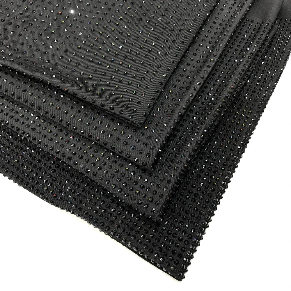 F006 Bling Hot Fix Crystal Mesh Fabric Rhinestone Stretchable Rhinestone Mesh