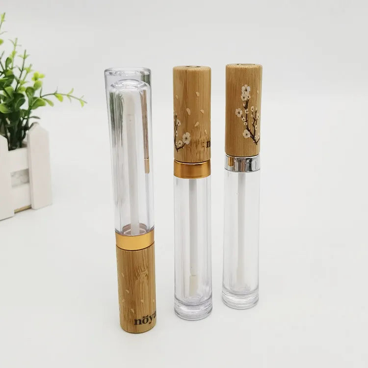 Private Label Eco Friendly Lipstick Tube Packaging 6ml clear Fancy Empty Bamboo Lip Balm Container