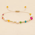 Go2boho Boho Fashion Adjustable Bracelet Colorful Crystal Freshwater Pearls and Gold Beads for Anniversary