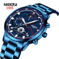 NIBOSI 2503 Gold Men Wristwatches Stainless Steel Band Quartz Watches