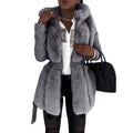 Top Selling New Fur Coat Womens Hooded Solid Zipper Jacket Coat Womens Wear