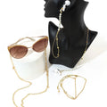 Elegant Gold-Plated Metal Heart Charm Pearl Beads Sunglasses Eyeglasses Holder Fashionable 70cm Customizable Color & Logo Chain