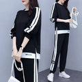 M-5XL Large Women's Sports Set Two Piece Set of Casual Sportswear Long Sleeved Pullover With Elastic Waistband and Long Pants