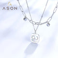 Fashion Double Palm White Shell Accessories and Chain With Four Diamonds Double Chain Stainless Steel Necklace