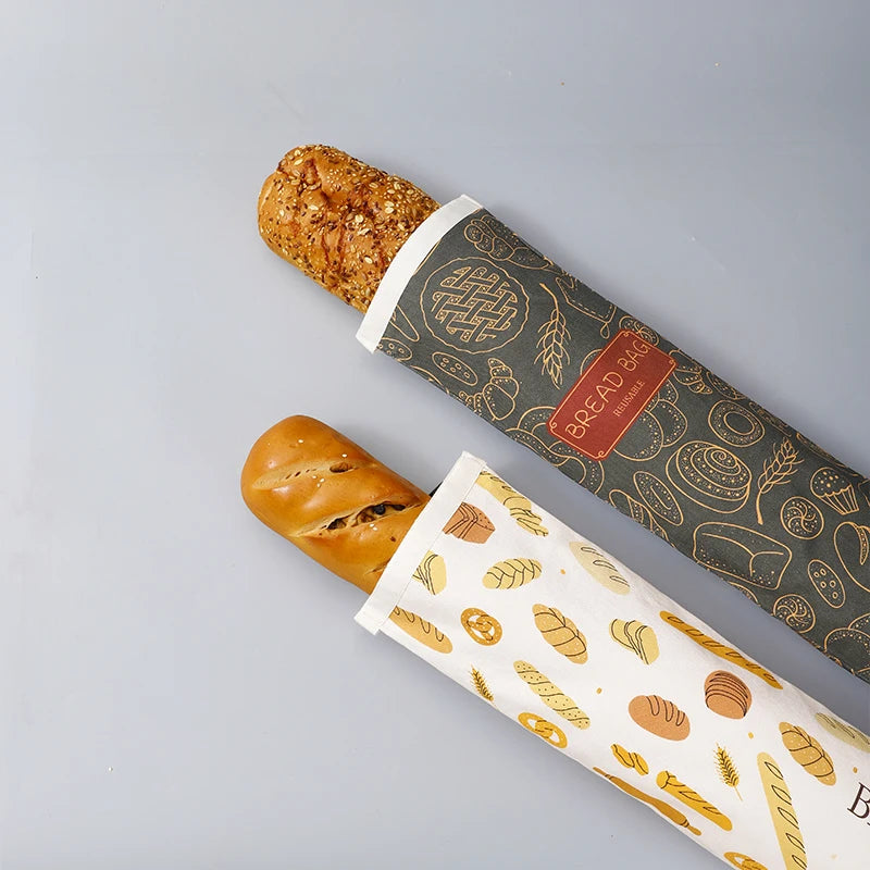 Custom Logo Eco-Friendly Reusable Cotton Bread Bag with Waterproof Zipper Double Lining Folding Style and Plain Pattern