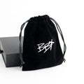 Black Velvet Bag with White Logo Luxury Gift Packaging Pouch Cosmetic Bag with Rope