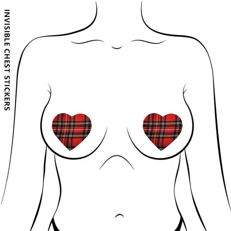 Fashion Women Sexy Style Heart Shape Printed Red Color Lattice Pattern Disposable Nipple Cover