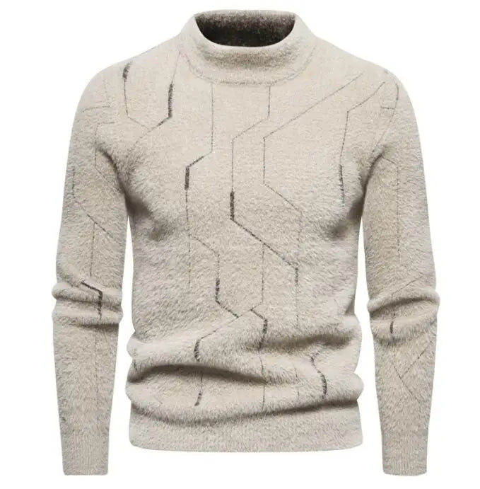 Men's Elasticity Bottoming Jumper Sweater Casual Round Neck Pullover Knit Warmth Sweater for Winter